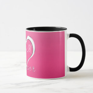 Initialen monogram met paar harten mok