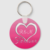 Initialen monogram met paar harten sleutelhanger (Voorkant)