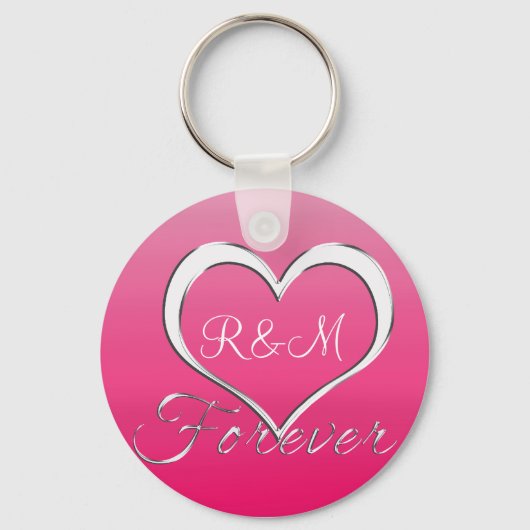 Initialen monogram met paar harten sleutelhanger (Voorkant)