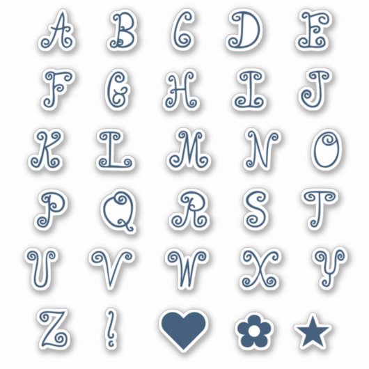 Initialen monogram van het Zwiry Navy Blue Font Al Sticker (Voorkant)