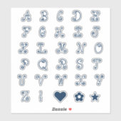 Initialen monogram van het Zwiry Navy Blue Font Al Sticker (Vel)