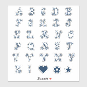 Initialen monogram van het Zwiry Navy Blue Font Al Sticker