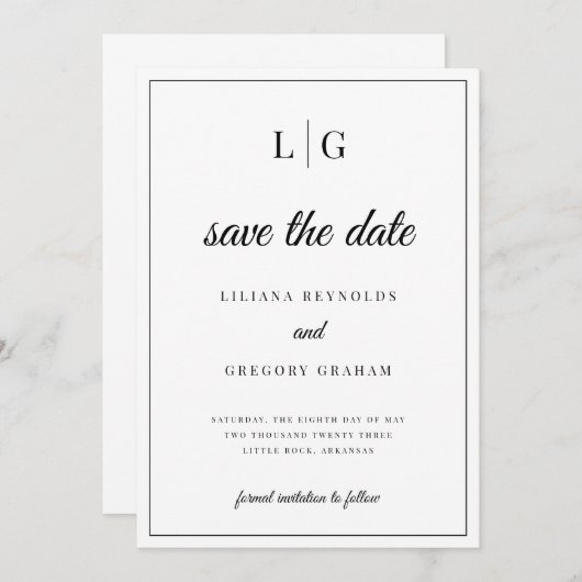 Initialen Monogram Weddenschap Sla datum op Kaart (Voorkant / Achterkant)