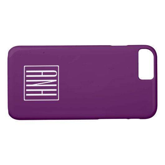 Initialen Monogram | Wit op diep Paars Case-Mate iPhone Case (Achterkant (Horizontaal))
