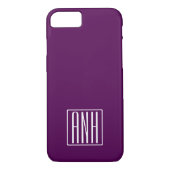 Initialen Monogram | Wit op diep Paars Case-Mate iPhone Case (Achterkant)