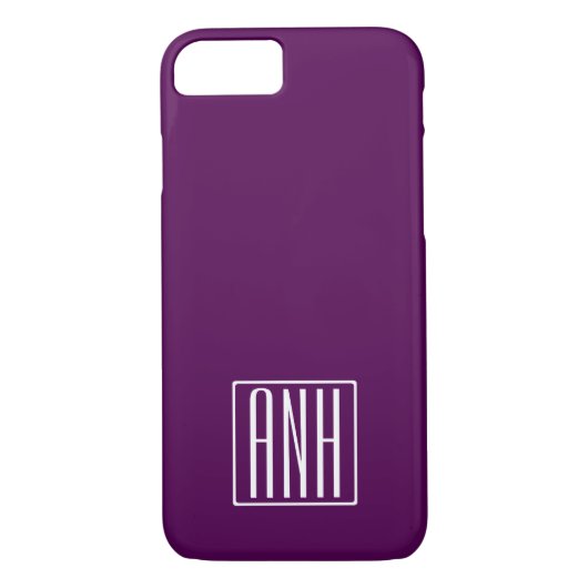 Initialen Monogram | Wit op diep Paars Case-Mate iPhone Case (Achterkant)