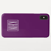 Initialen Monogram | Wit op diep Paars Case-Mate iPhone Case (Achterkant (horizontaal))