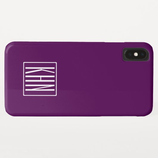 Initialen Monogram | Wit op diep Paars Case-Mate iPhone Case (Achterkant (horizontaal))