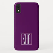 Initialen Monogram | Wit op diep Paars Case-Mate iPhone Case (Achterkant)