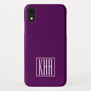 Initialen Monogram Wit op diep Paars Case-Mate iPhone Case