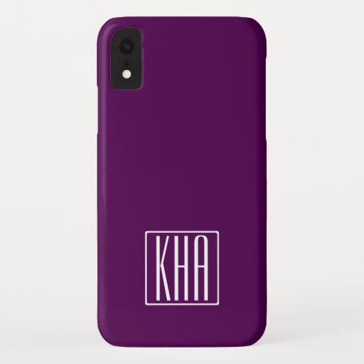 Initialen Monogram | Wit op diep Paars Case-Mate iPhone Case (Achterkant)