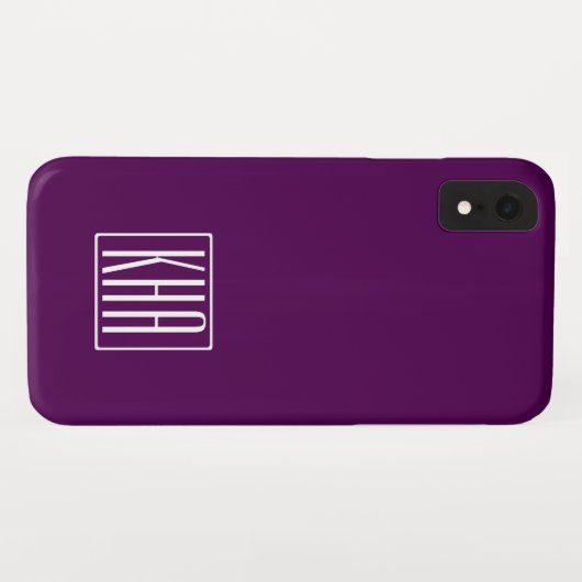 Initialen Monogram | Wit op diep Paars Case-Mate iPhone Case (Achterkant (horizontaal))