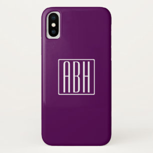 Initialen Monogram   Wit op diep Paars Case-Mate iPhone Case
