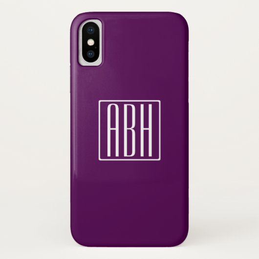 Initialen Monogram | Wit op diep Paars Case-Mate iPhone Case (Achterkant)