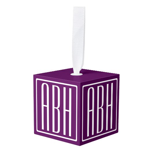 Initialen Monogram | Wit op diep Paars Decoratie (Voorkant hoekig)