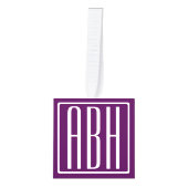 Initialen Monogram | Wit op diep Paars Decoratie (Voorkant)