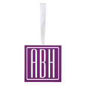 Initialen Monogram | Wit op diep Paars Decoratie (Rechts)