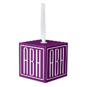 Initialen Monogram | Wit op diep Paars Decoratie (Achter hoekig)