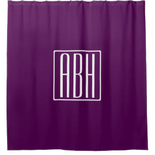 Initialen Monogram Wit op diep Paars Douchegordijn