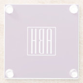 Initialen Monogram | Wit op diep Paars Glazen Onderzetter (Achterkant)