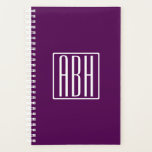 Initialen Monogram | Wit op diep Paars Planner<br><div class="desc">Upbeat en modern.</div>