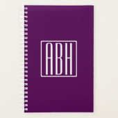 Initialen Monogram | Wit op diep Paars Planner (Voorkant)