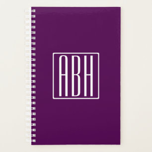Initialen Monogram Wit op diep Paars Planner