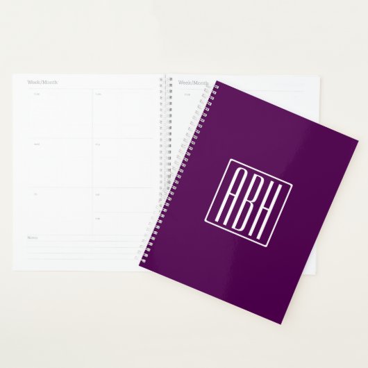 Initialen Monogram | Wit op diep Paars Planner (Display)
