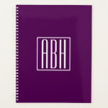 Initialen Monogram | Wit op diep Paars Planner<br><div class="desc">Upbeat en modern.</div>