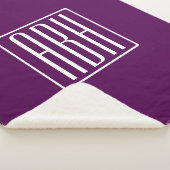 Initialen Monogram | Wit op diep Paars Sherpa Deken (3/4)