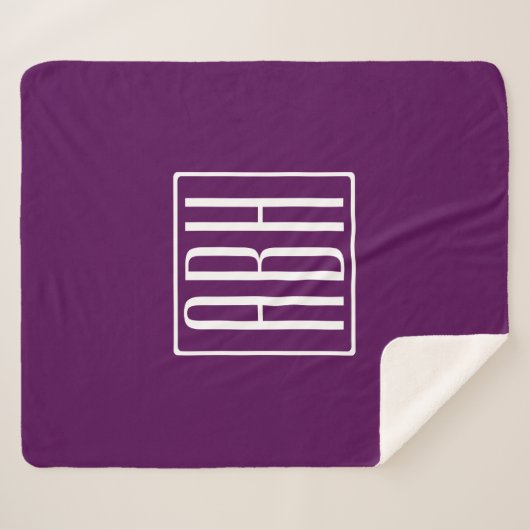 Initialen Monogram | Wit op diep Paars Sherpa Deken (Voorkant (horizontaal))