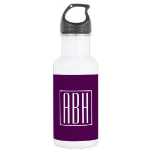 Initialen Monogram Wit op diep Paars Waterfles