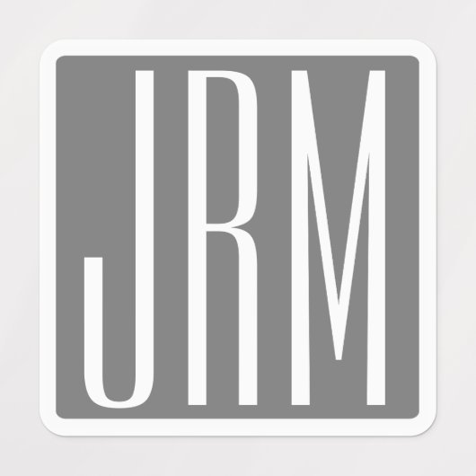Initialen Monogram | Wit op grijs Labels (Design 2)