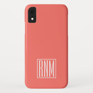 Initialen Monogram   wit op koraal Case-Mate iPhone Case