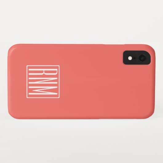 Initialen Monogram | wit op koraal Case-Mate iPhone Case (Achterkant (horizontaal))