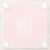Initialen Monogram | wit op koraal Glazen Onderzetter (Achterkant)