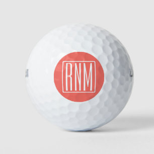 Initialen Monogram wit op koraal Golfballen