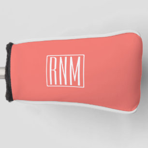 Initialen Monogram   wit op koraal Golfheadcover