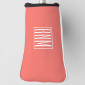 Initialen Monogram | wit op koraal Golfheadcover (Draai 90)