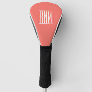 Initialen Monogram wit op koraal Golfheadcover