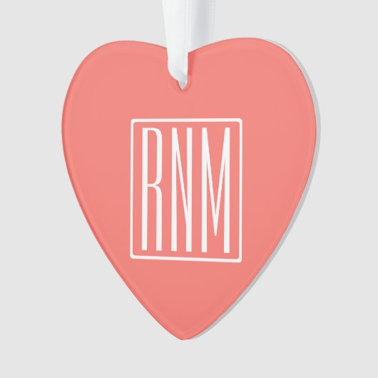 Initialen Monogram | wit op koraal Ornament (voorkant)