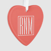 Initialen Monogram | wit op koraal Ornament (voorkant)