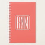 Initialen Monogram | wit op koraal Planner<br><div class="desc">3 initialen monogrammen.</div>