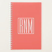 Initialen Monogram | wit op koraal Planner (Voorkant)