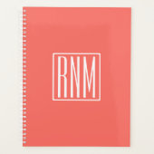 Initialen Monogram | wit op koraal Planner (Voorkant)