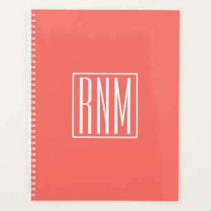 Initialen Monogram   wit op koraal Planner