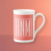 Initialen Monogram | wit op koraal Porselein Kop