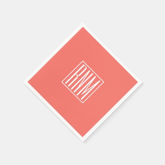 Initialen Monogram | wit op koraal Servet (Hoek)