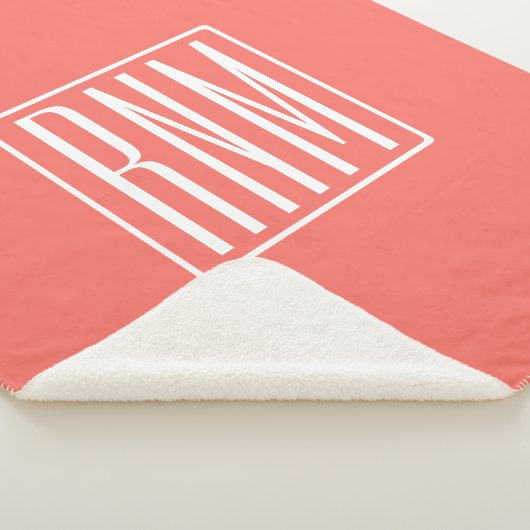 Initialen Monogram | wit op koraal Sherpa Deken (3/4)