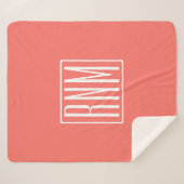 Initialen Monogram | wit op koraal Sherpa Deken (Voorkant (horizontaal))